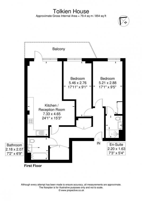 Floor Plan Image for 2 Bedroom Flat for Sale in Tolkien House, Church Road