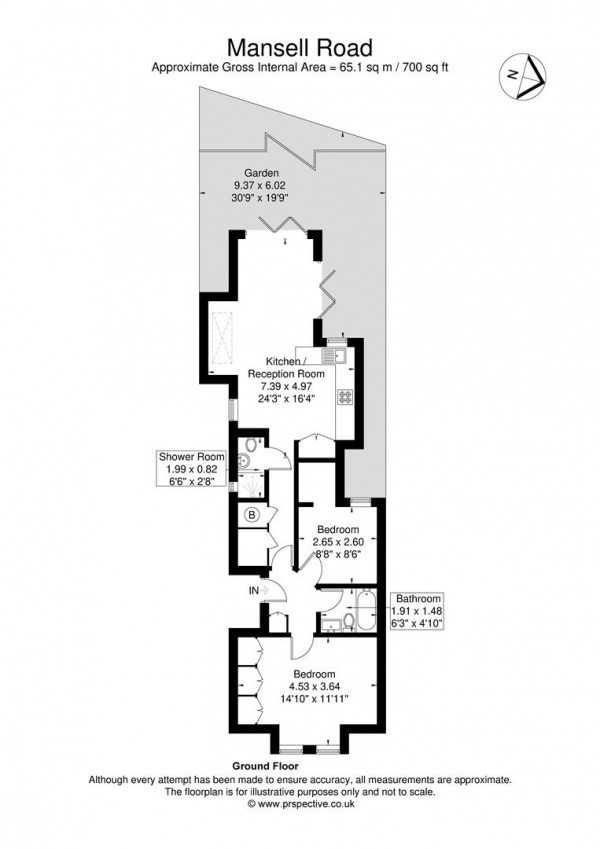 Floor Plan for 2 Bedroom Flat for Sale in Mansell Road, London, W3, 7QH -  &pound625,000