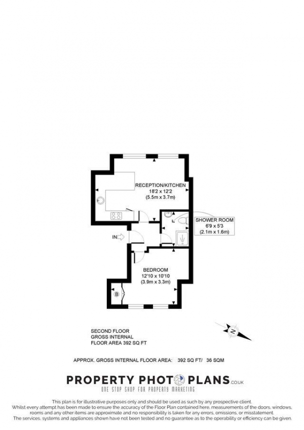 Floor Plan for 1 Bedroom Flat to Rent in Allison Road, London, W3, 6JF - £438 pw | £1900 pcm