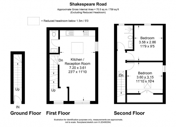 Floor Plan Image for 2 Bedroom Flat to Rent in Shakespeare Road, London