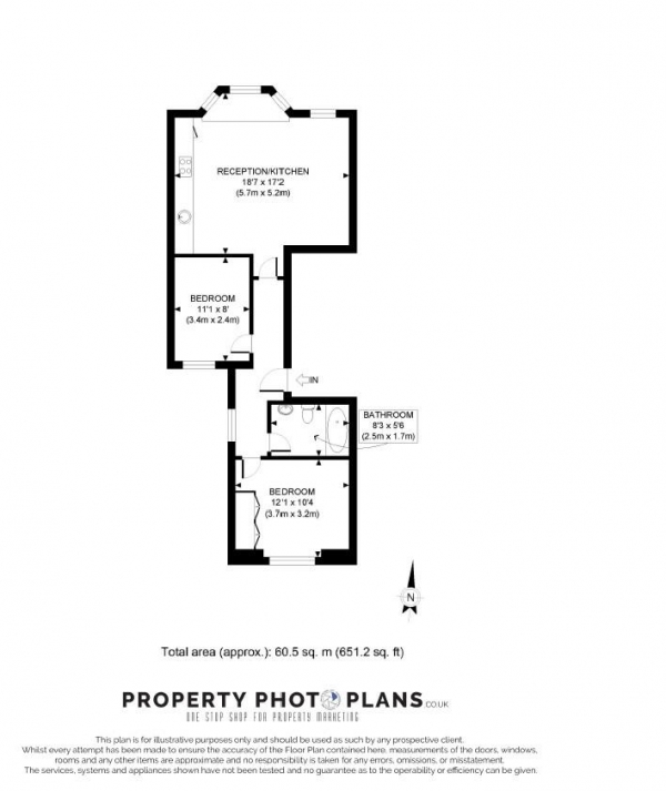 Floor Plan for 2 Bedroom Flat for Sale in Grafton Road, London, W3, 6PB -  &pound629,000