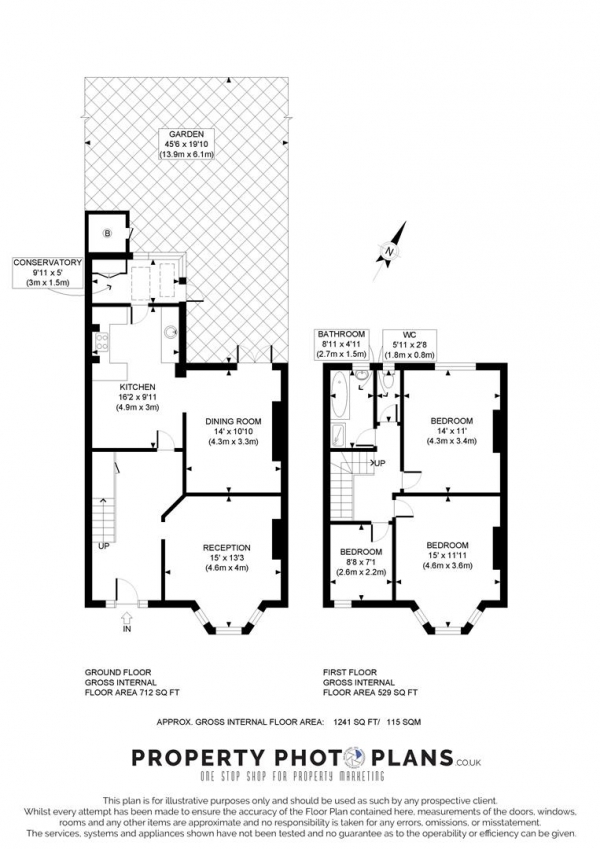 Floor Plan Image for 3 Bedroom Terraced House for Sale in Grasmere Avenue, London