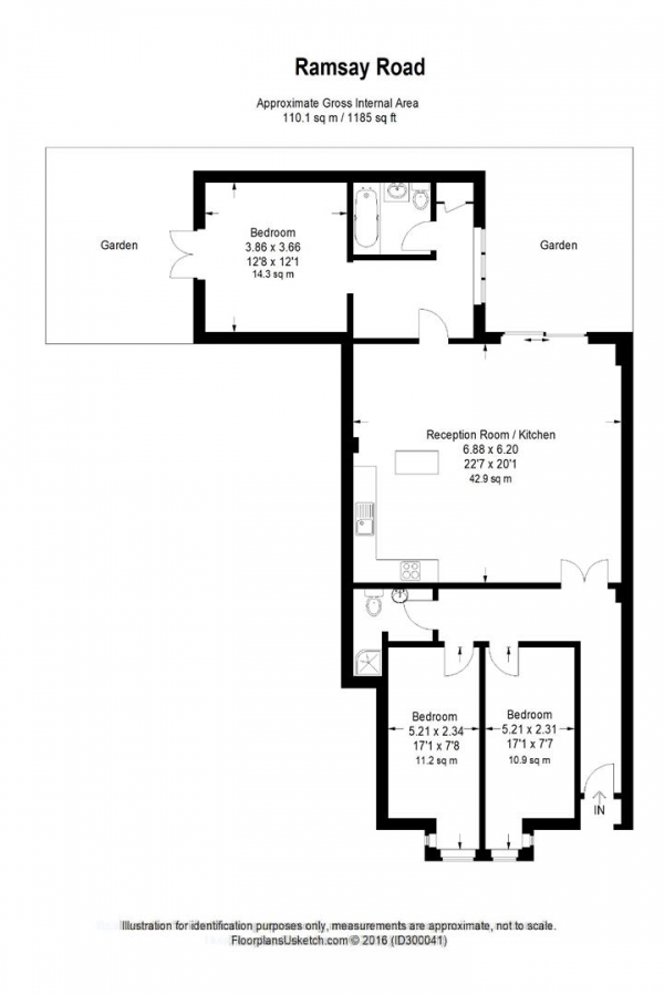 Floor Plan Image for 3 Bedroom Flat to Rent in Ramsay Road, London