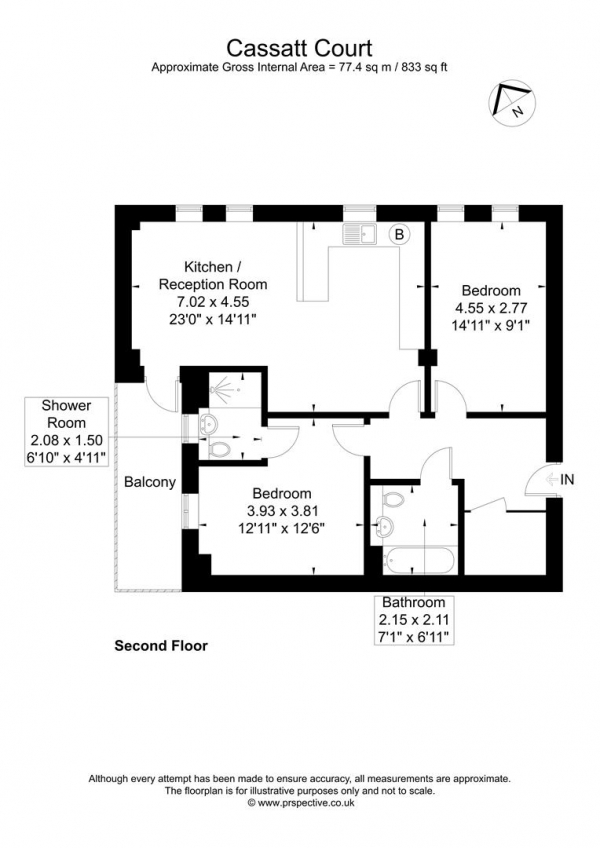 Floor Plan for 2 Bedroom Flat to Rent in Manet Gardens, London, W3, 7BW - £508 pw | £2200 pcm