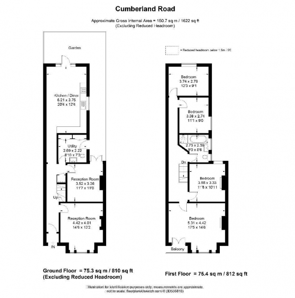 Floor Plan for 4 Bedroom End of Terrace House for Sale in Cumberland Road, Poets Corner, Acton, London, W3, 6EY - Guide Price &pound1,300,000