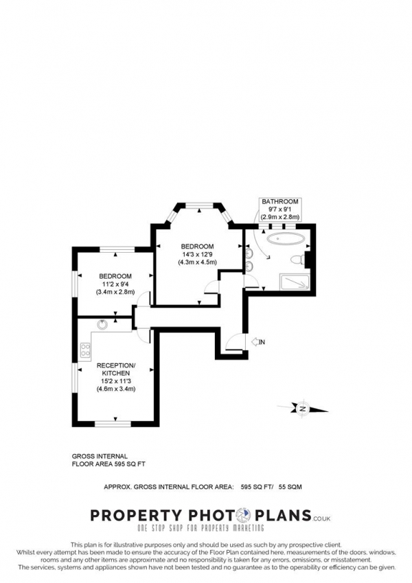 Floor Plan for 2 Bedroom Flat for Sale in Hillcrest Road, London, W3, 9RN - Guide Price &pound600,000