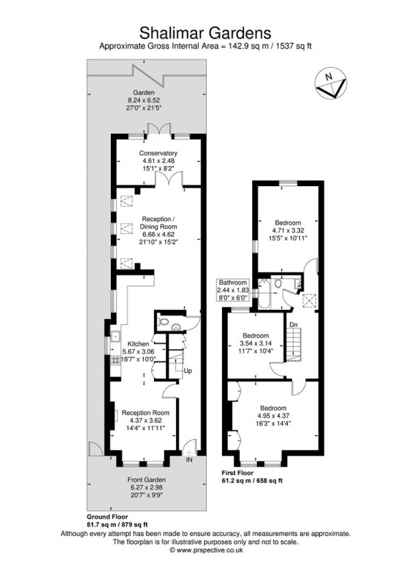 Floor Plan for 3 Bedroom Semi-Detached House for Sale in Shalimar Gardens, London, W3, 9JQ -  &pound1,150,000