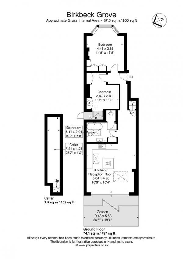 Floor Plan for 2 Bedroom Flat for Sale in Birkbeck Grove, London, W3, 7QD - Offers Over &pound700,000