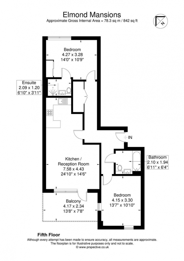 Floor Plan for 2 Bedroom Flat for Sale in Hanbury Road, London, W3, 8QY -  &pound570,000