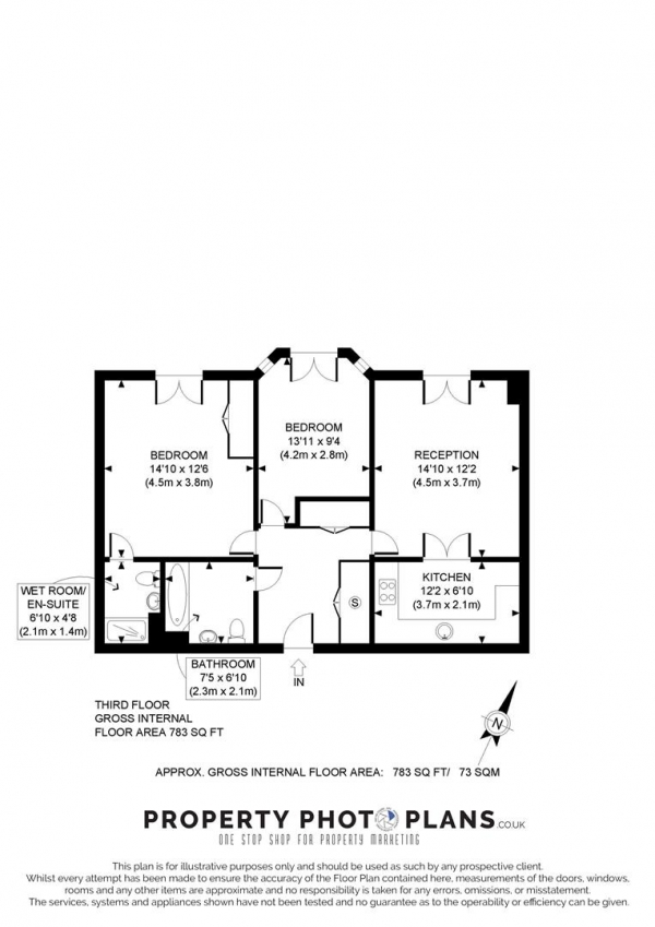 Floor Plan for 2 Bedroom Flat for Sale in The Vale, London, W3, 7QB - Guide Price &pound300,000