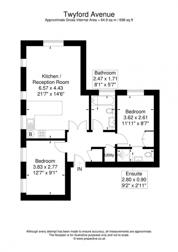 Floor Plan Image for 2 Bedroom Flat for Sale in Twyford House, Twyford Avenue, Creffield Conservation Area, Acton, London