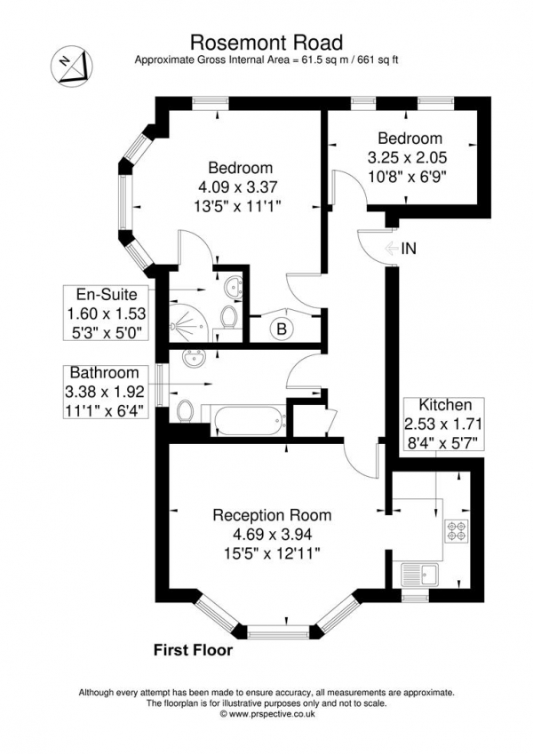 Floor Plan Image for 2 Bedroom Flat for Sale in Rosemont Road, London