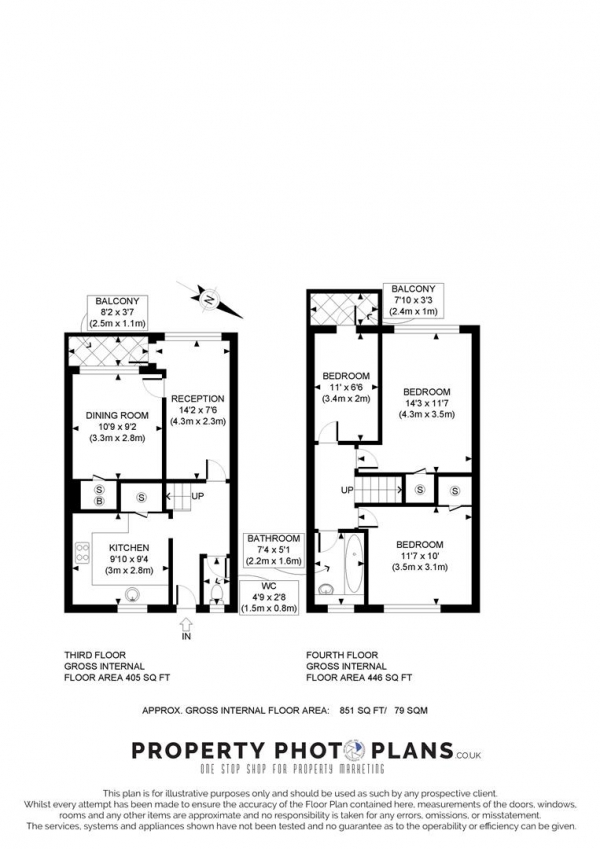 Floor Plan Image for 3 Bedroom Flat for Sale in Upper Tulse Hill, London