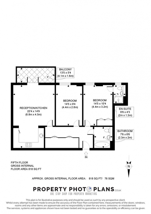 Floor Plan Image for 2 Bedroom Flat for Sale in Rosenburg Road, London