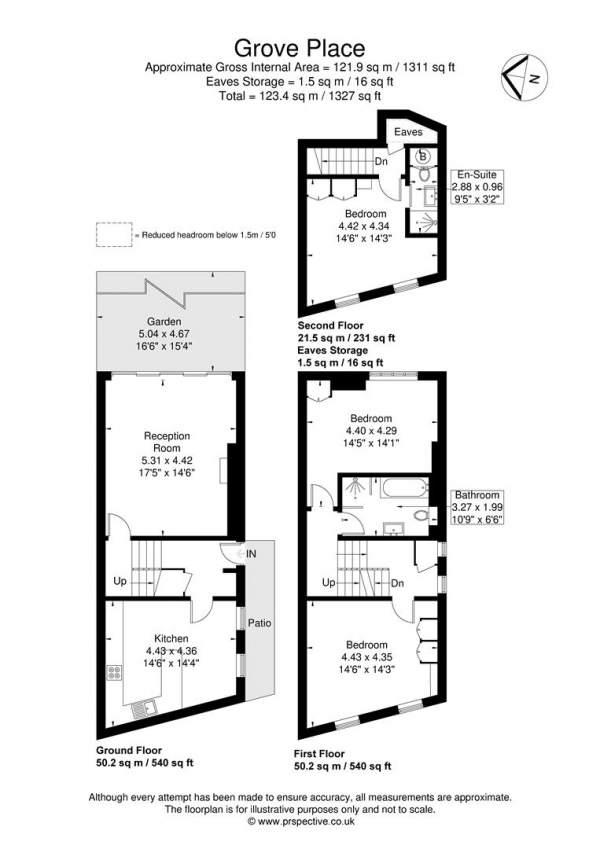 Floor Plan Image for 3 Bedroom Property for Sale in Grove Place,Acton, London