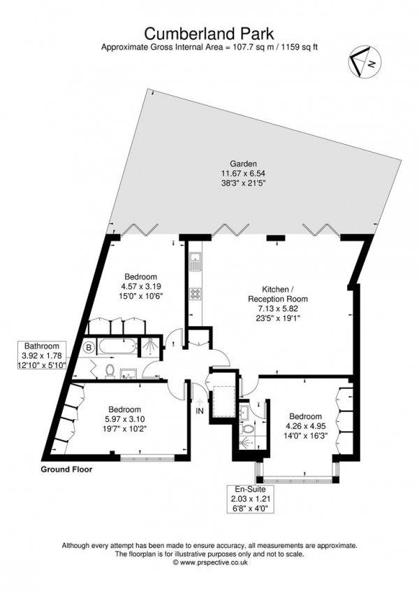 Floor Plan Image for 3 Bedroom Flat for Sale in Cumberland Park, London