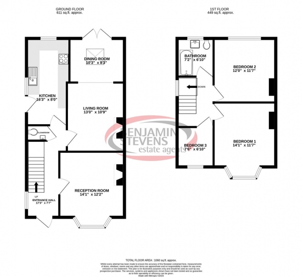 Floor Plan for 3 Bedroom Semi-Detached House for Sale in Aldenham Road, Bushey, WD23, 2LX - Guide Price &pound579,950