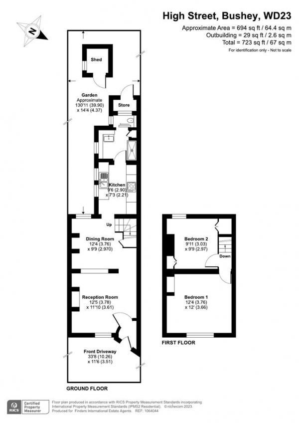 Floor Plan for 2 Bedroom Cottage for Sale in High Street, Bushey, WD23, 1BL - Guide Price &pound450,000