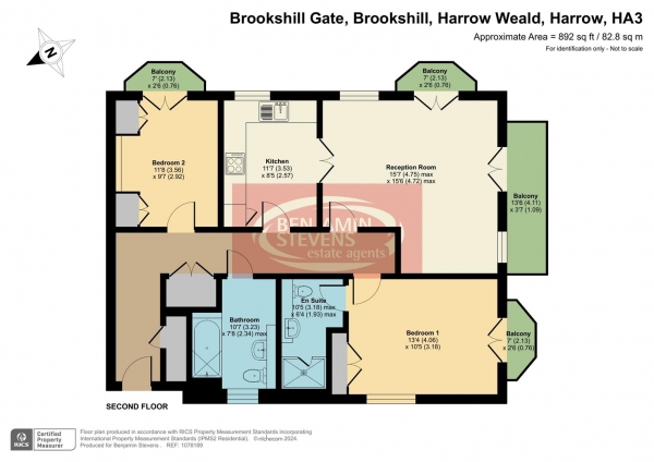 Floor Plan Image for 2 Bedroom Flat for Sale in Brookshill, Harrow Weald, Harrow