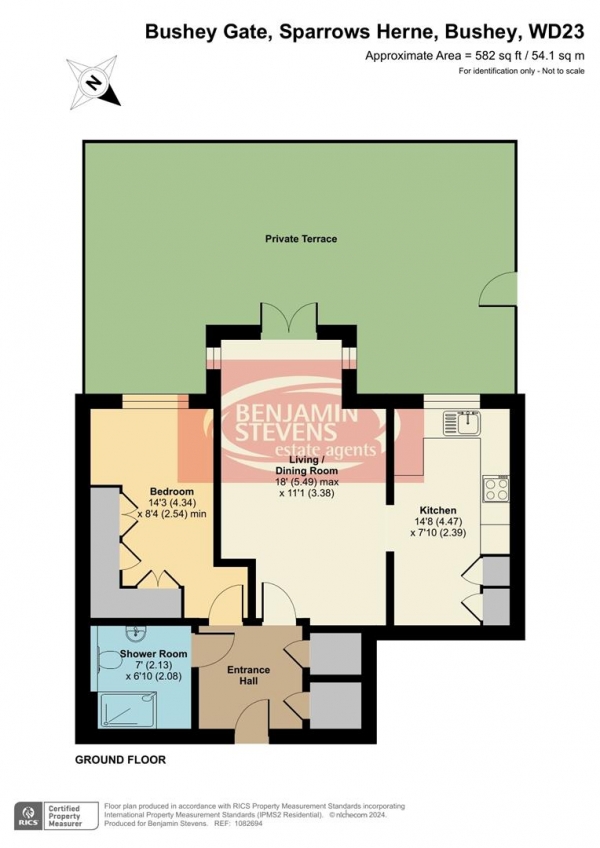 Floor Plan Image for 1 Bedroom Flat for Sale in Sparrows Herne, Bushey