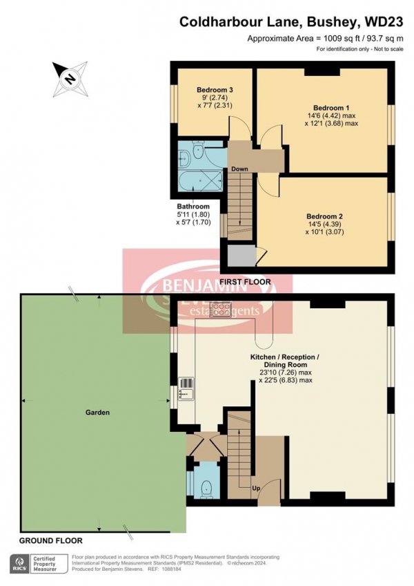 Floor Plan Image for 3 Bedroom Semi-Detached House for Sale in Coldharbour Lane, Bushey