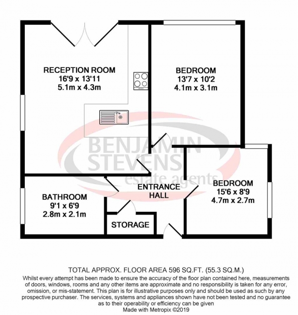 Floor Plan Image for 2 Bedroom Flat to Rent in Aspen Place, Bushey Heath