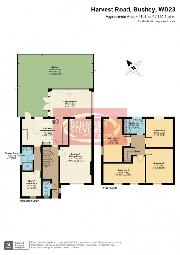 Floor Plan for 4 Bedroom Semi-Detached House for Sale in Harvest Road, Bushey, WD23, 3SU - Guide Price &pound739,950