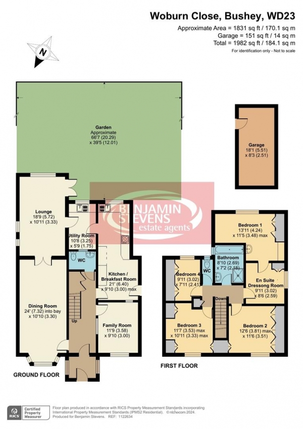 Floor Plan for 4 Bedroom Detached House for Sale in Woburn Close, Bushey, WD23, 4XA - Guide Price &pound899,950