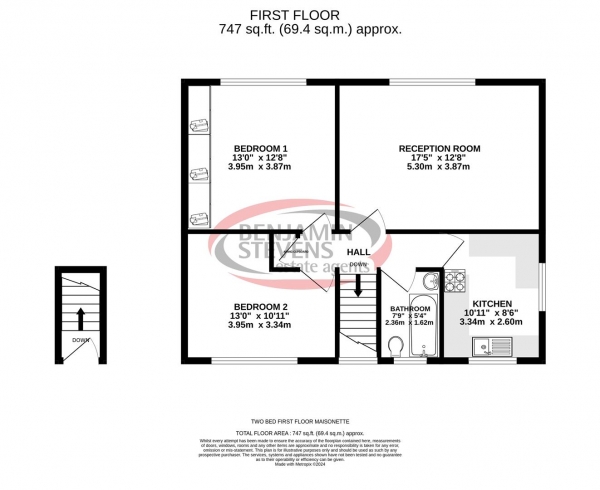 Floor Plan for 2 Bedroom Flat for Sale in The Pantiles, Bushey Heath, Bushey, WD23, 1LS - Offers in Excess of &pound325,000