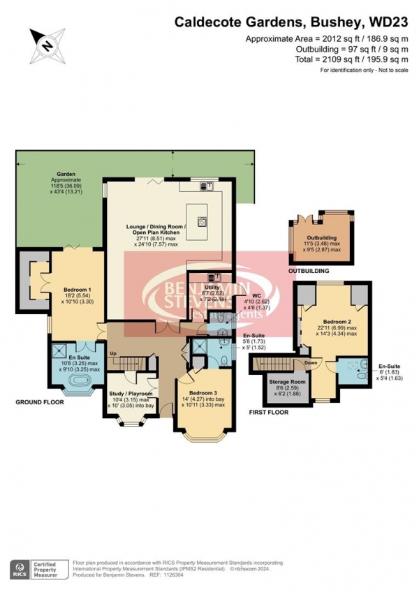 Floor Plan Image for 3 Bedroom Bungalow for Sale in Caldecote Gardens, Bushey