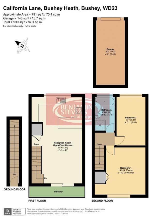 Floor Plan for 2 Bedroom Maisonette for Sale in California Lane, Bushey Heath, WD23, 1ER - Guide Price &pound379,950