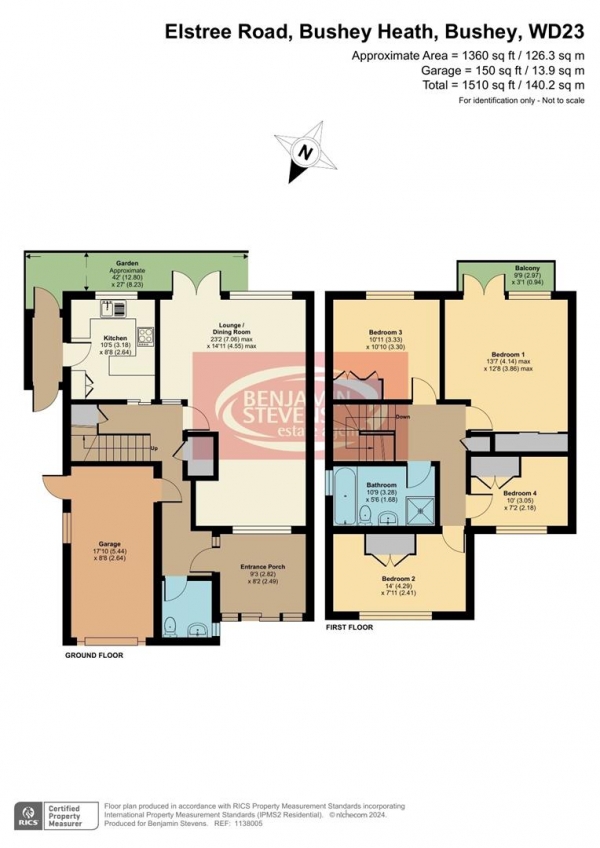 Floor Plan for 4 Bedroom Property for Sale in Elstree Road, Bushey Heath, Bushey, WD23, 4GQ - Offers in Excess of &pound730,000