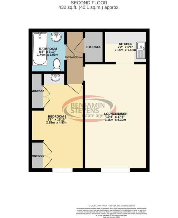 Floor Plan Image for 1 Bedroom Retirement Property for Sale in Homecedars House, Elstree Road, Bushey Heath, Bushey