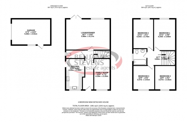 Floor Plan for 4 Bedroom Semi-Detached House for Sale in The Squirrels, Bushey, WD23, 4RT - Guide Price &pound665,000