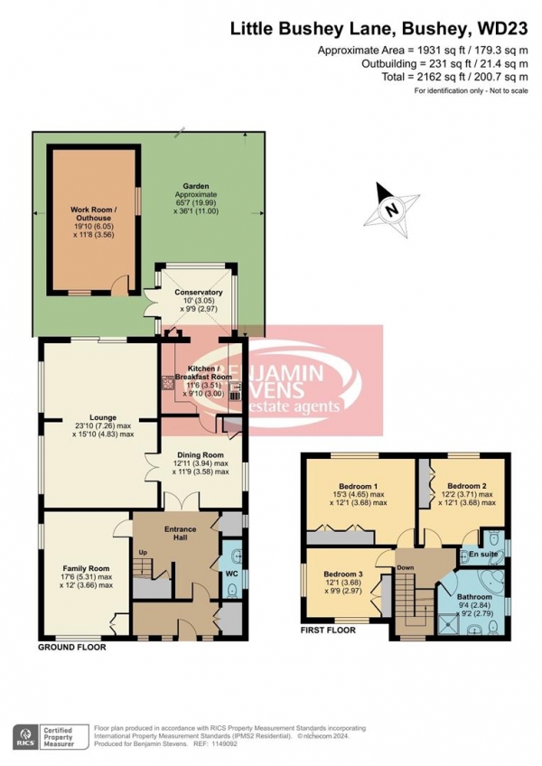 Floor Plan for 3 Bedroom Detached House for Sale in Little Bushey Lane, Bushey, WD23, 4RE - Offers in Excess of &pound950,000