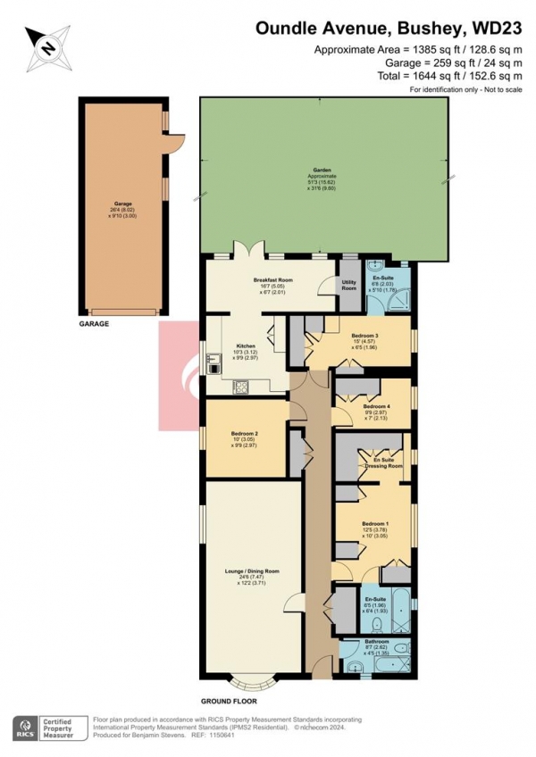 Floor Plan Image for 4 Bedroom Detached Bungalow for Sale in Oundle Avenue, Bushey