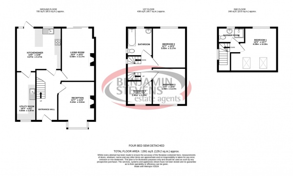 Floor Plan for 4 Bedroom Semi-Detached House for Sale in Little Bushey Lane, Bushey, WD23, 4RX - Offers in Excess of &pound699,950