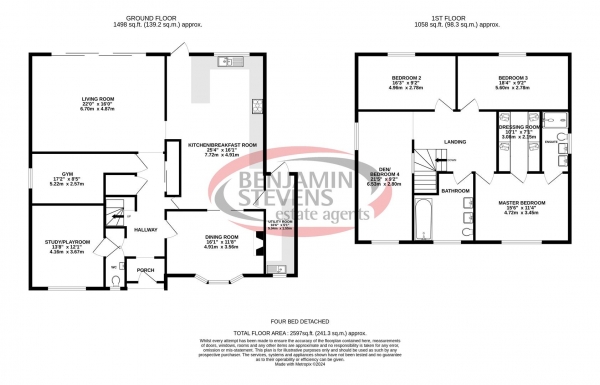 Floor Plan for 4 Bedroom Detached House for Sale in Woodfield Rise, Bushey, WD23, 4QS - Guide Price &pound1,470,000