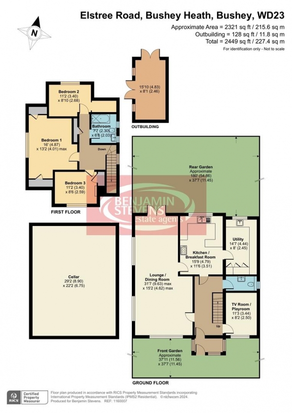 Floor Plan Image for 3 Bedroom Detached House for Sale in Elstree Road, Bushey Heath, Bushey