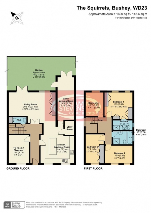 Floor Plan for 4 Bedroom Detached House for Sale in The Squirrels, Bushey, WD23, 4RT - Offers in Excess of &pound849,950