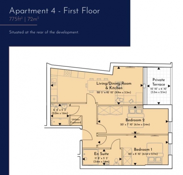 Floor Plan for 2 Bedroom Flat for Sale in 42 Sparrows Herne, Bushey, WD23, 1FU - OIRO &pound449,950