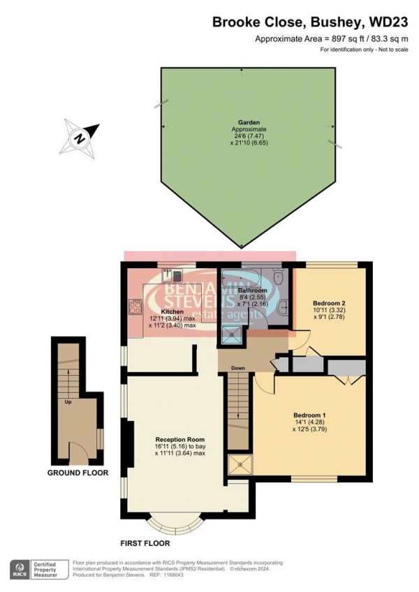 Floor Plan for 2 Bedroom Maisonette for Sale in Brooke Close, Bushey, WD23, 1FB - Guide Price &pound449,950