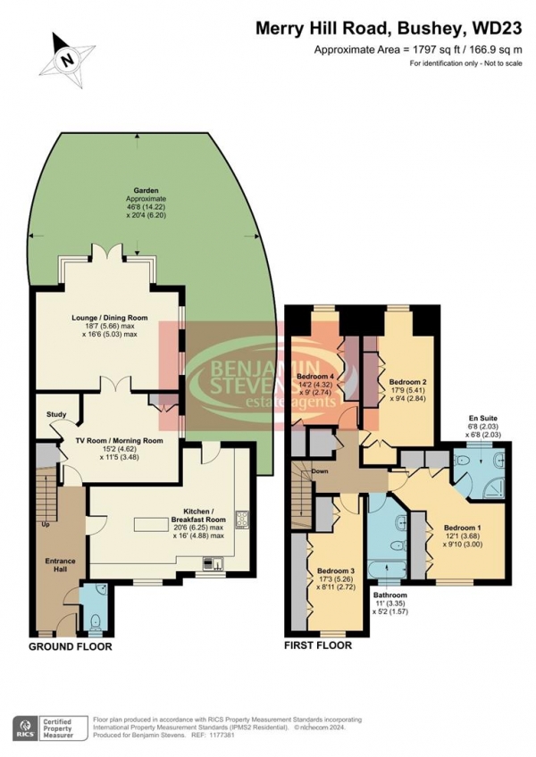 Floor Plan for 4 Bedroom Detached House for Sale in Merry Hill Road, Bushey, WD23, 1DE - Guide Price &pound1,150,000