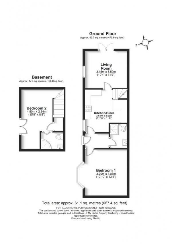 Floor Plan for 2 Bedroom Duplex for Sale in Aldenham Road, Bushey, WD23, 2NB - Guide Price &pound425,000