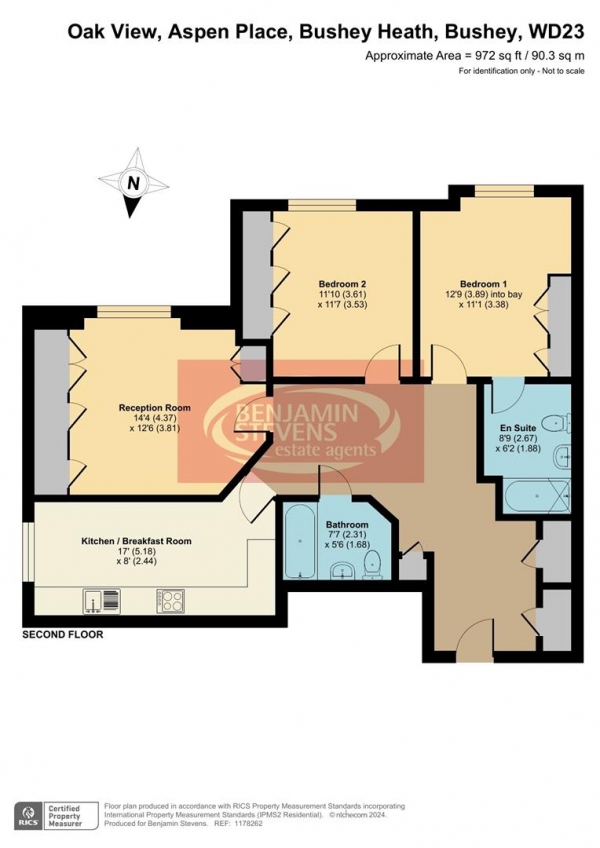 Floor Plan Image for 2 Bedroom Flat for Sale in Aspen Place, Bushey Heath, Bushey