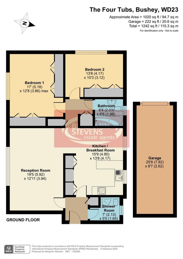 Floor Plan Image for 2 Bedroom Flat for Sale in The Four Tubs, Bushey