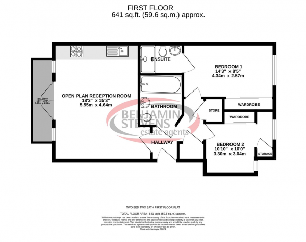 Floor Plan for 2 Bedroom Flat for Sale in Bushey, WD23, 2DR - OIRO &pound375,000