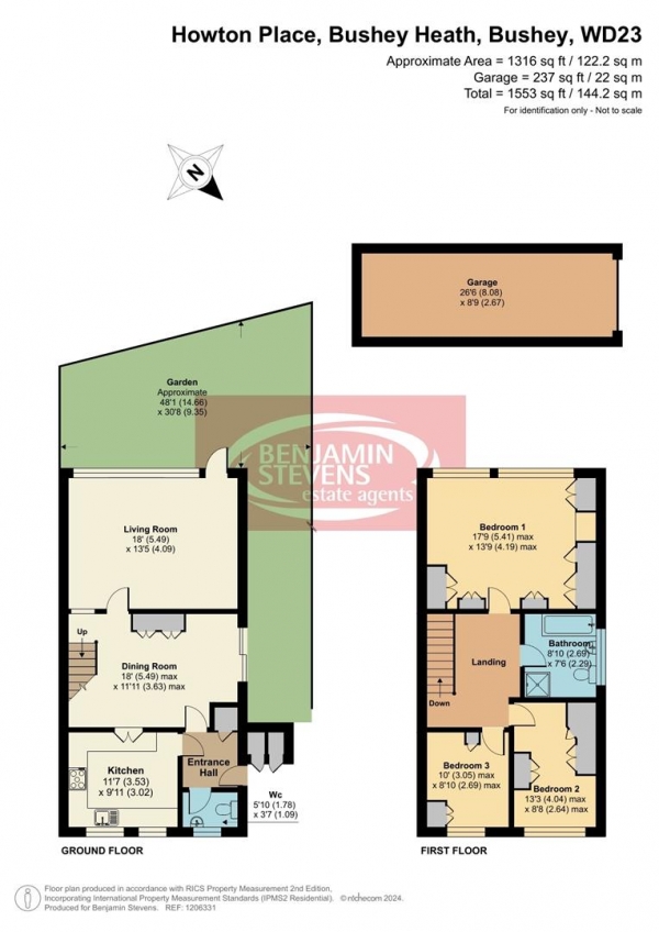 Floor Plan Image for 3 Bedroom Semi-Detached House for Sale in Howton Place, Bushey Heath, Bushey