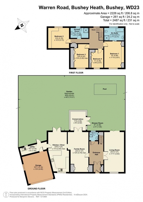 Floor Plan Image for 4 Bedroom Detached House for Sale in Warren Road, Bushey Heath