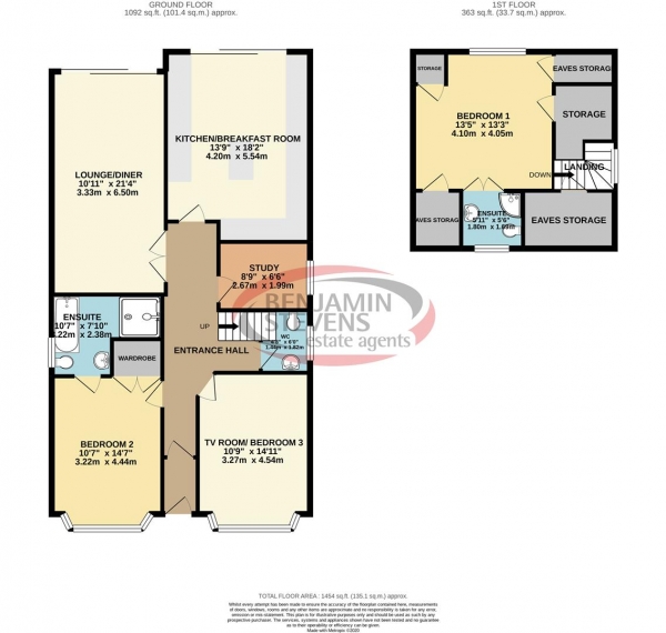 Floor Plan Image for 3 Bedroom Detached Bungalow for Sale in Caldecote Gardens, Bushey